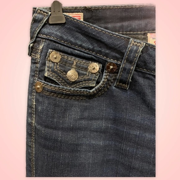 True Religion Jeans Billy Big QT Straight Women's Size 26 Dark Wash Button Flap - Picture 2 of 10